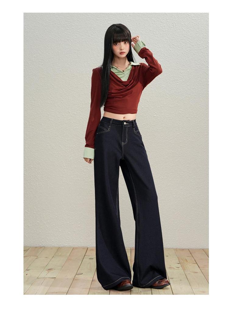 Winter 2025 American Retro High Waist Wide-Leg Women's Jeans