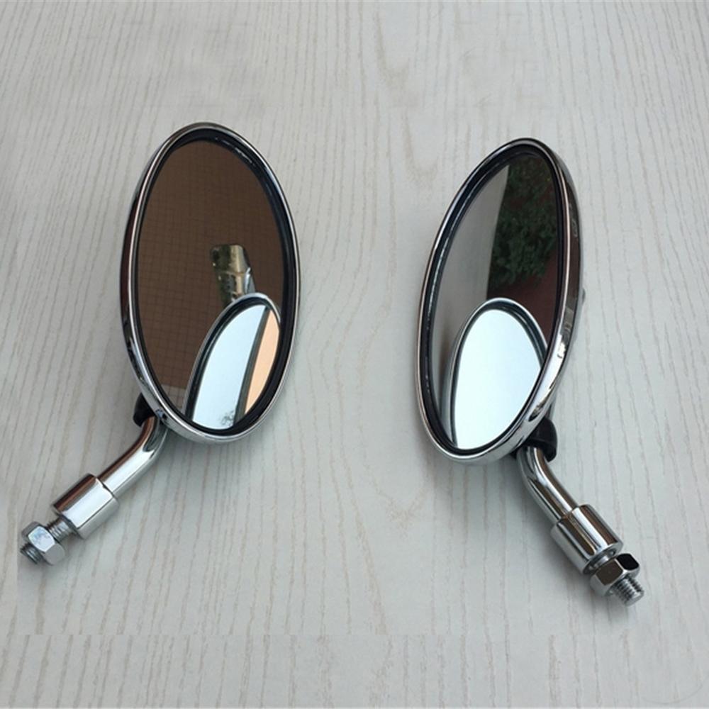 

2 шт. Универсальное ретро овальное модифицированное кофейное зеркало заднего вида с коротким хромированным держателем, большое поле обзора для мотоцикла, электромобиля