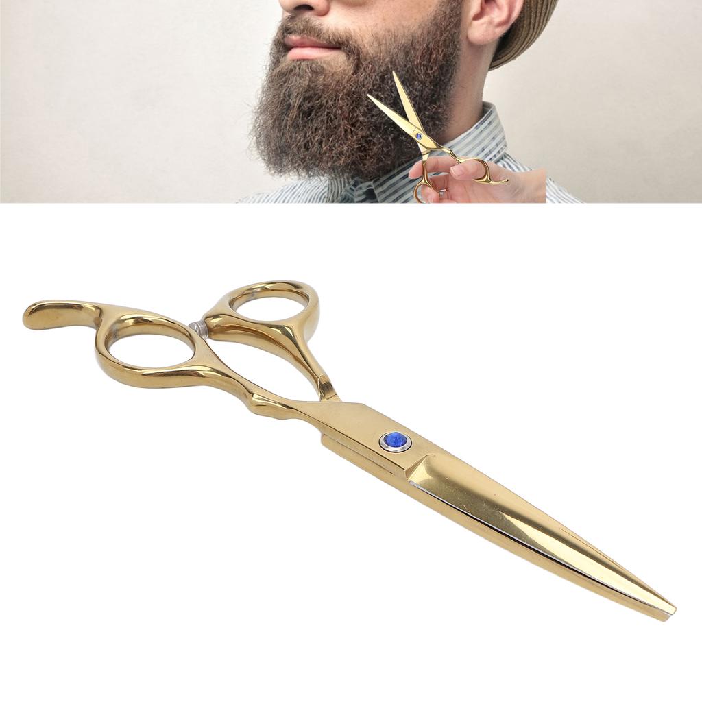 Beard Scissors Stainless Steel Home Barber Shop Portable Hair Cutting Scissors for Men Women GoldFlat Scissors