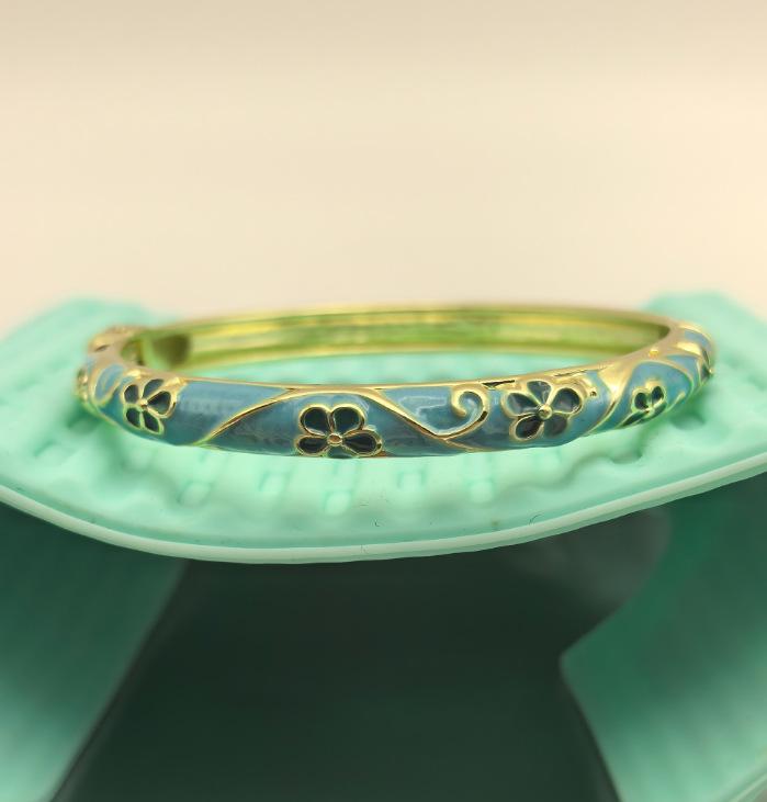 Retro Chinese-Style Women's Enamel Drip Oil Alloy Bracelet