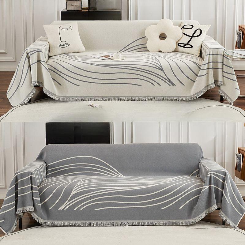 Nordic Ins Style Sofa Towel Full Cover Cloth Coastline Jacquard Chenille Sofa Blanket Four Seasons Universal Sofa Cushion