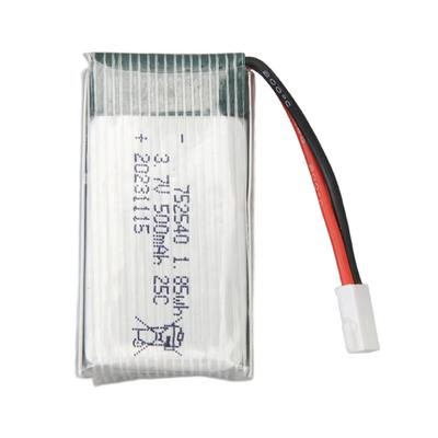 3.7V 500mAh Lityum Pil 3.7V 500mAh 25C Yüksek Büyütme 752540 Polimer Lityum İyon Pil