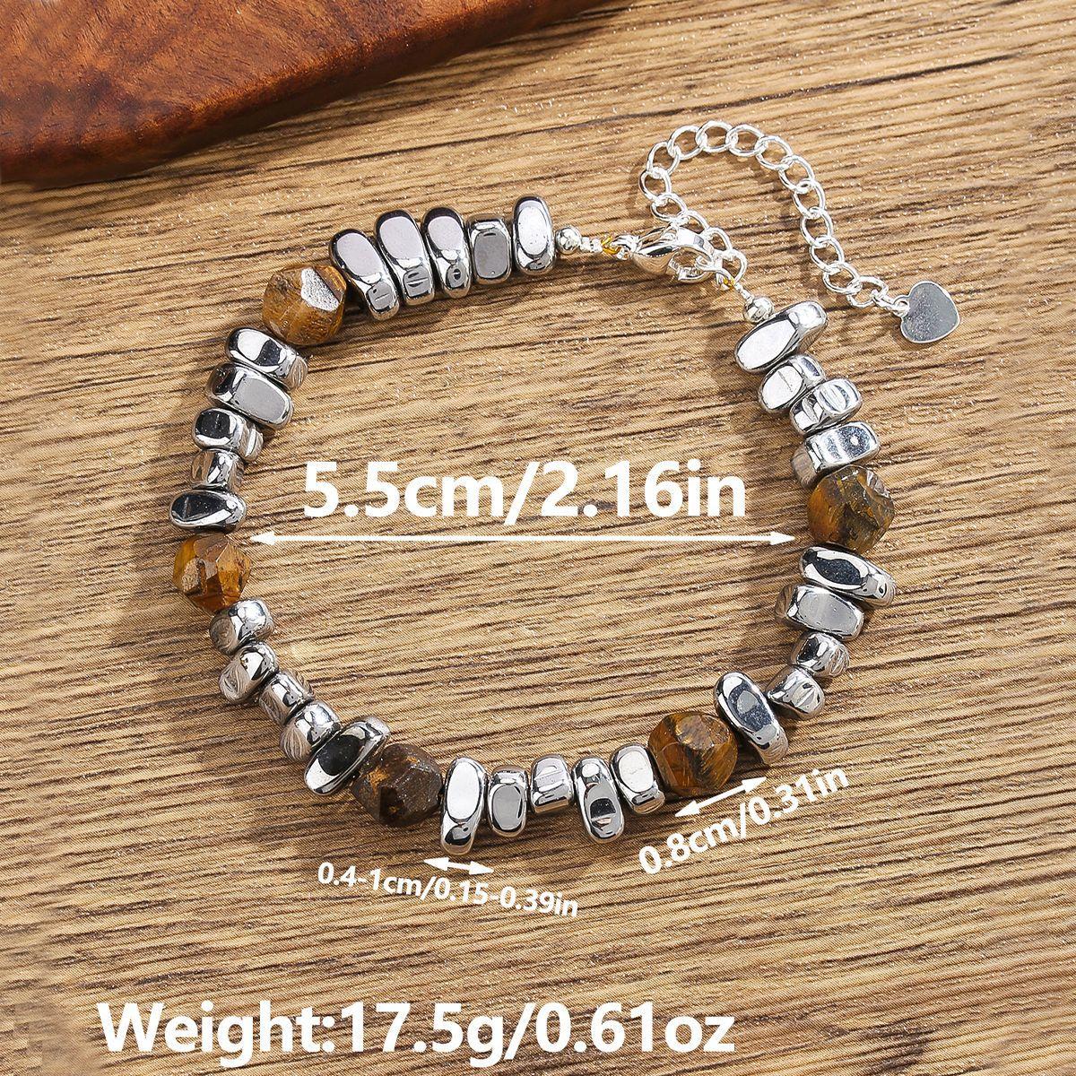 Black Gallstone Bracelet, Natural Cut, Tiger Stone, Hip Hop Beads, Bracelet, Bohemian Jewelry