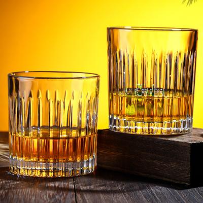 300ml/340ml Whiskey Glass European Style Wine Cups Crystal Glass for Home Beer Cup for Bar  Cups Vertical Stripes Glass