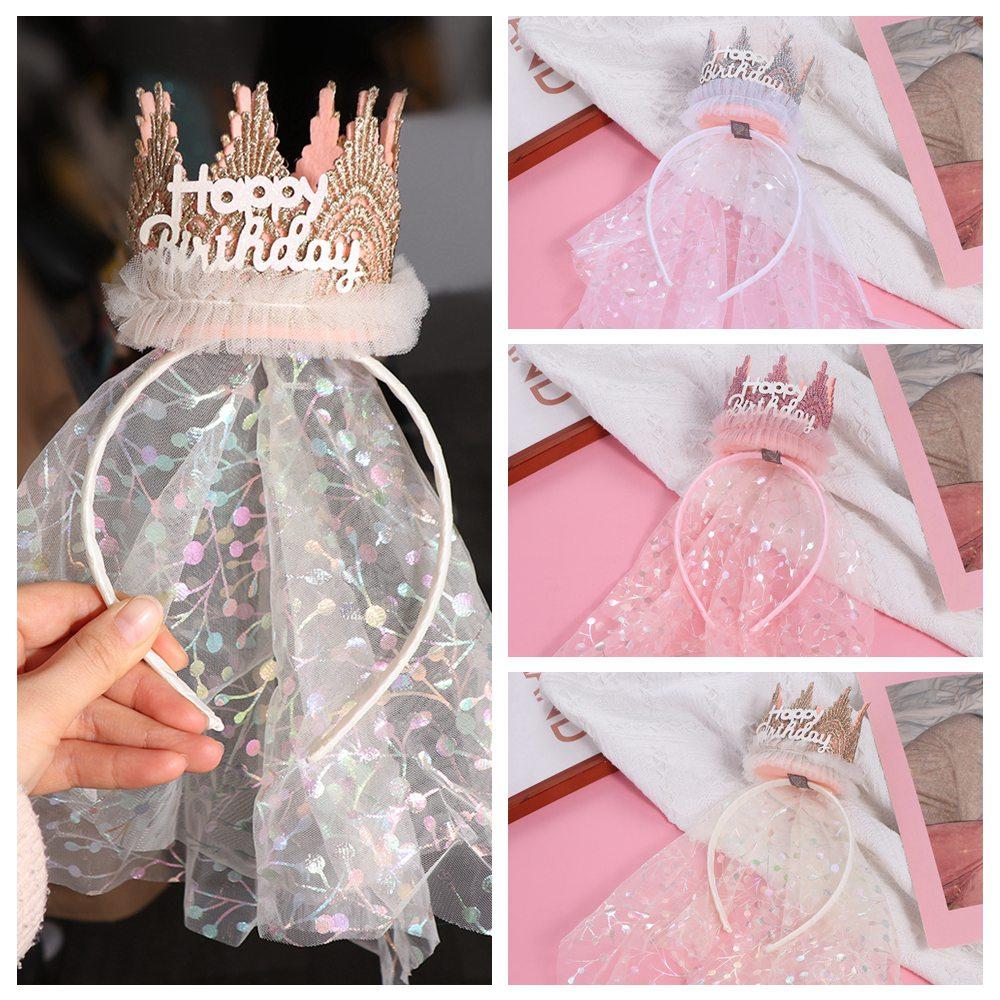 Hair Accessories Crown Gauze Headband Headwear Lace Mesh Hair Hoop Fairy Crown Hairband Girls