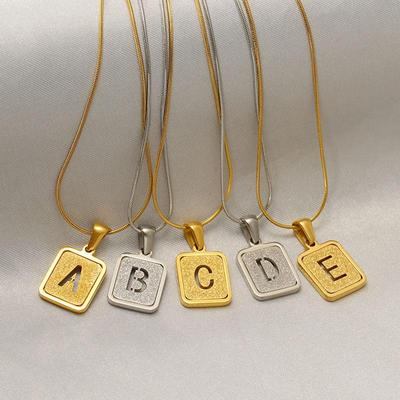 Stainless Steel Electroplated 26-Letter Pendant Necklace with Round Snake Chain Design
