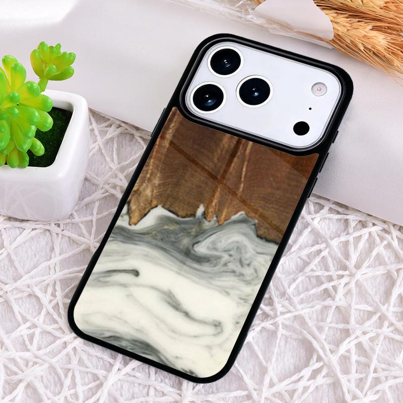 Traveler Protective Wood Resin Pattern Shockproof Phone Case for iPhone 17 Air 16e 15 11 12 14 13 Pro Max Cover Coque