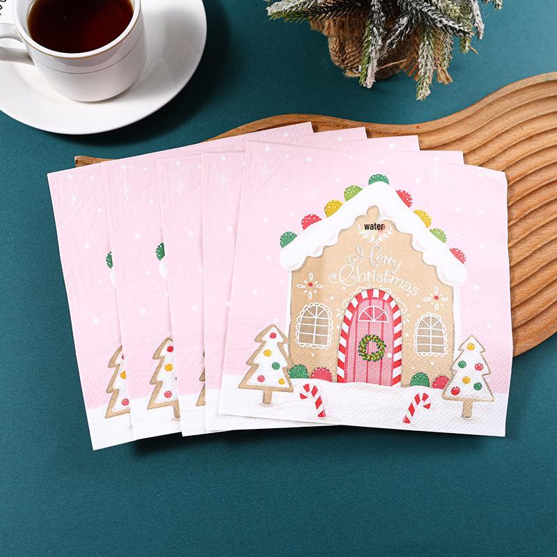 Christmas Snow House Printed Disposable Party Napkins