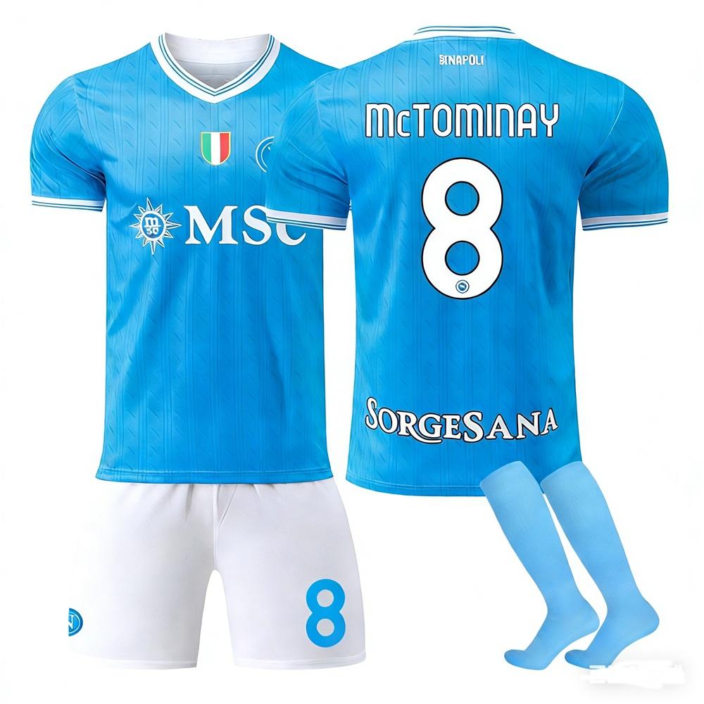 

2025-26 SSC Napoli Home #8 MCTOMINAY Sport Training Jersey Set with Socks Teens Kids Adults Football Kits 16