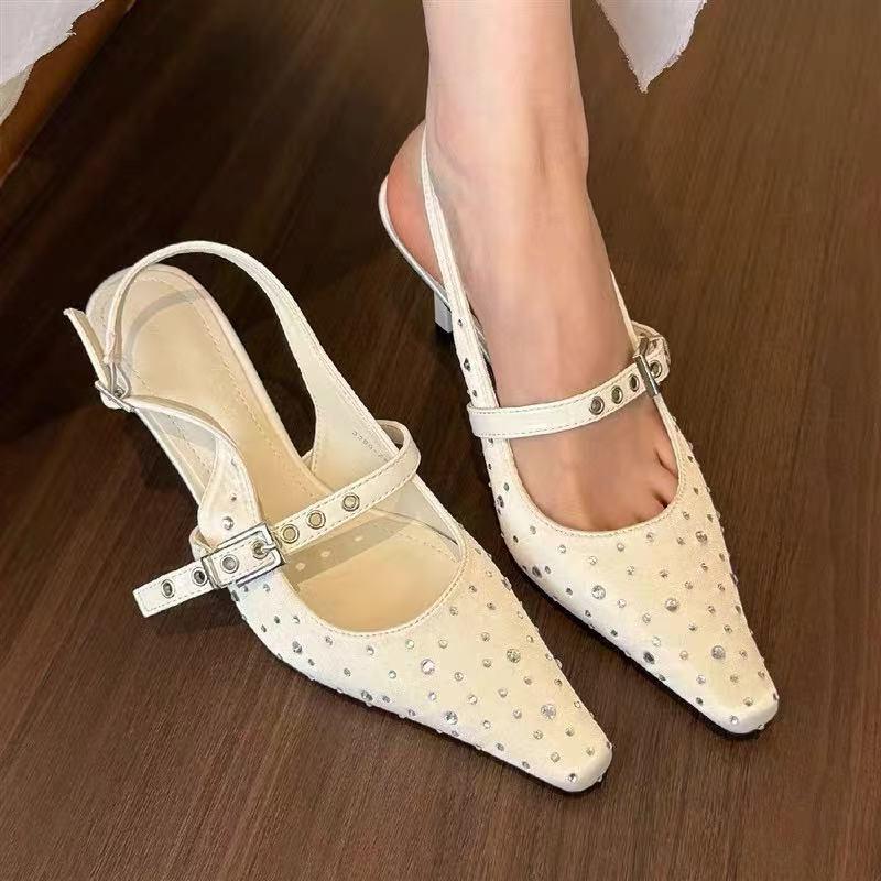 

Fashion Women Pointed Toe High Heels Sandals Summer Dress Fashion Shoes Stilettos Elegant Sexy Woman Pumps Designer 2025 Mujer Zapatos 40 белый