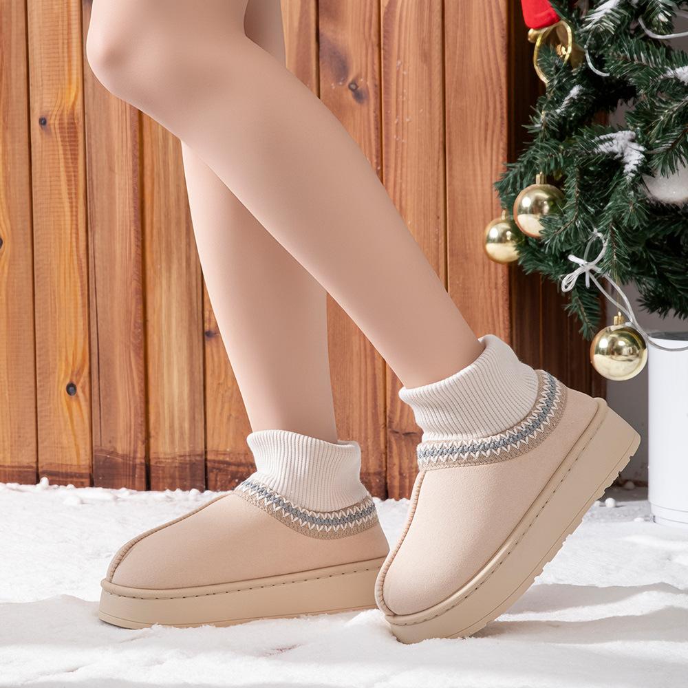 2025 neue Schneestiefel Zuhause draußen warm verdickte Baumwollpantoffeln Wildleder All-inclusive Paar Baumwollpantoffeln