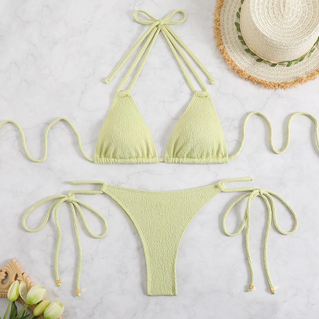 Sexy Black Drawstring Side High Waist Bikinis Sets Women Double Strap Micro Swimsuit 2025 Beach Bathing Suit Two Piece Swimwear