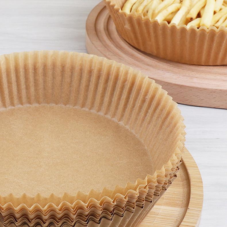 Jednorazowe papierowe wkładki do frytkownicy beztłuszczowej kwadratowe/okrągłe Papierowa wkładka Olejoodporna, Wodoodporna, Papier do pieczenia do pieczenia, grillowania, kuchenki mikrofalowej