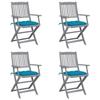 Outdoor Folding Chairs - VIDAXL - Acacia Wood - Grey - Contemporary