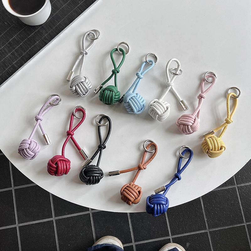 Elegant Ball Keychain Versatile Leather Phone Lanyard Bag Charms Pendant Car Key Ring Backpack Decoration Accessories Gifts