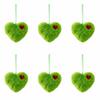 6pcs Colorful Fluffy Heart Christmas Balls Ornaments Handmade Bag Charms Green Furry Elf Balls Pendant with Red Hearts