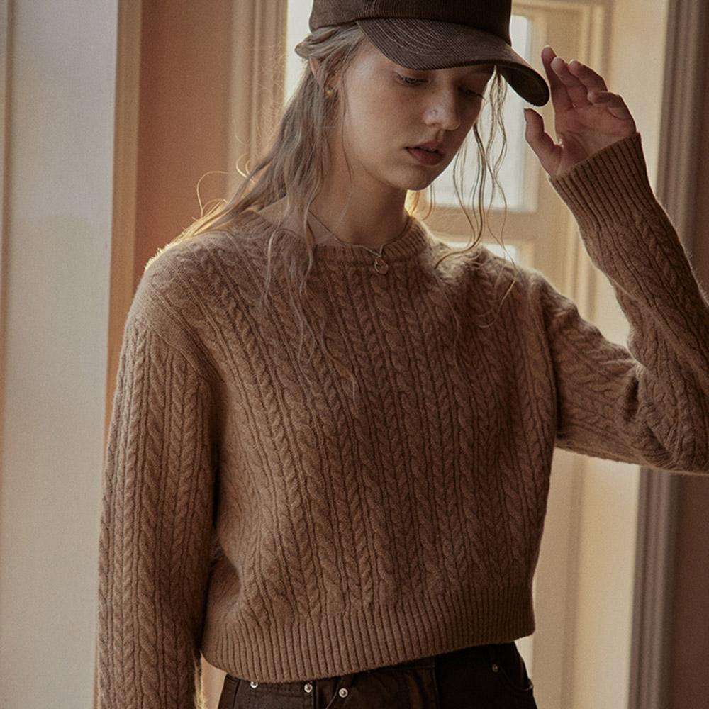 Peulaudeumali Pm_Twist Round Neck Sweater_Camel