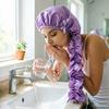 Hair Curling Hat Smooth Satin Soft Breathable Fabric Braids Twists Hat Curling Hat Women Sleeping Long Hair Cap