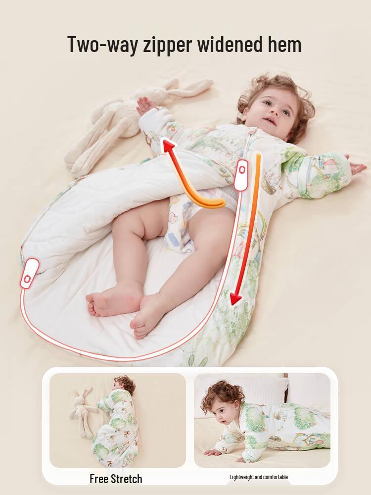 Beikoo Baby Sleep Bag: All-in-One Anti-Kick Quilt, Pure Cotton, Temperature Regulating, for Spring/Autumn/Winter, A-Class Pajamas.