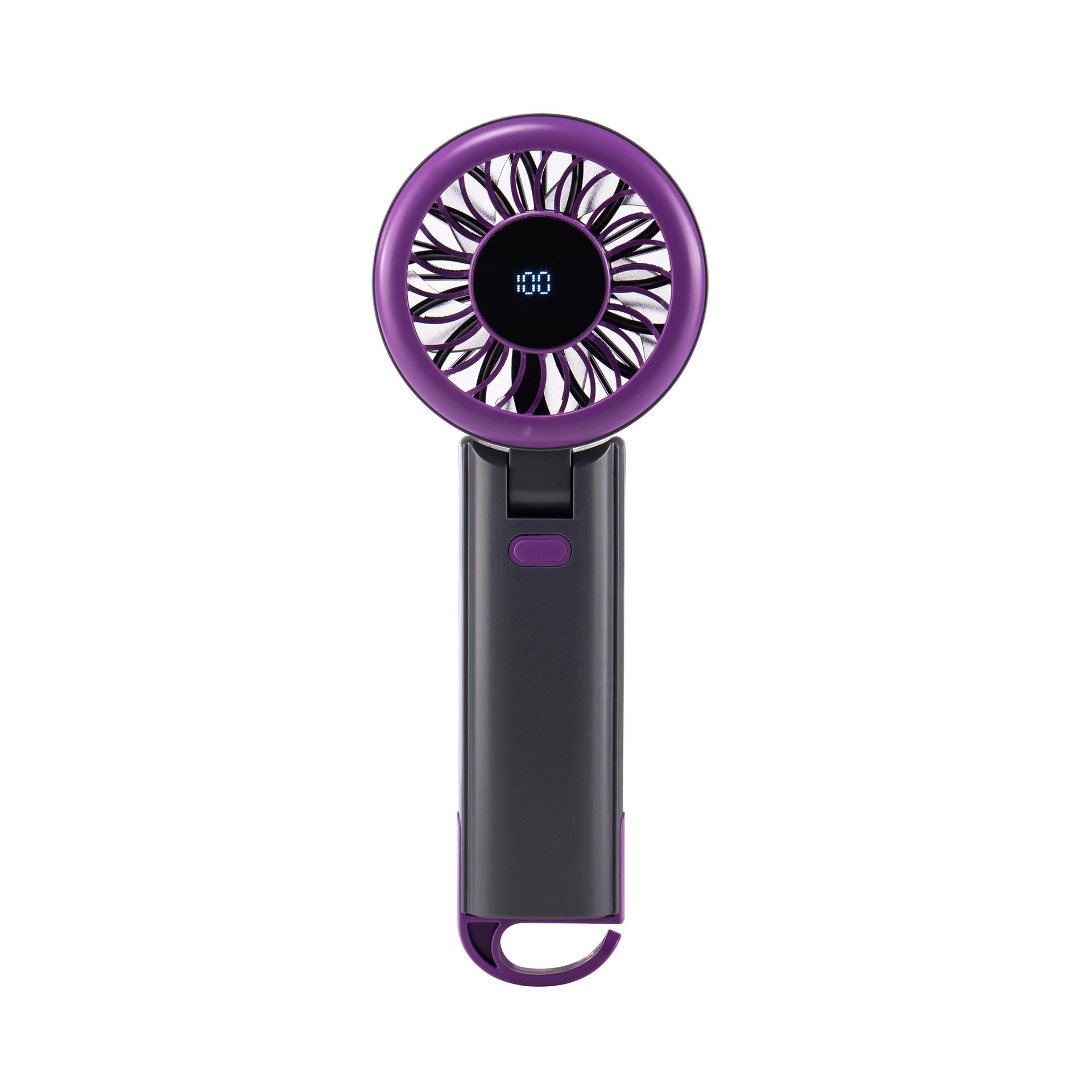 

High Speed USB Handheld Fan Portable Folding Mini Fan with Digital Display for Outdoor Neck Hanging Violent Cooling