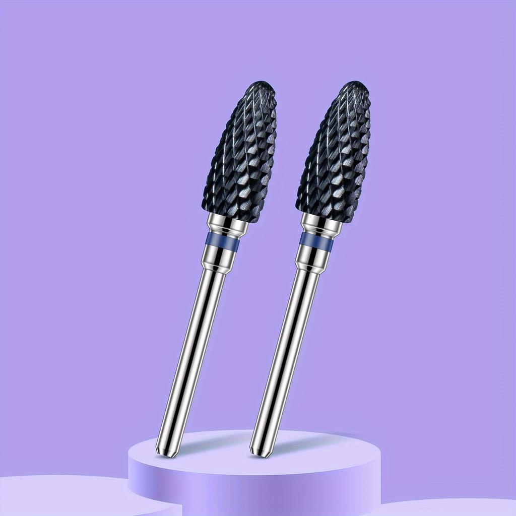 2PCS Tungsten Carbide Nail Drill Bits Gel Polish Remover 3/32 Inch Nail Art Files Cuticle Milling Cutter For Manicure Pedicure
