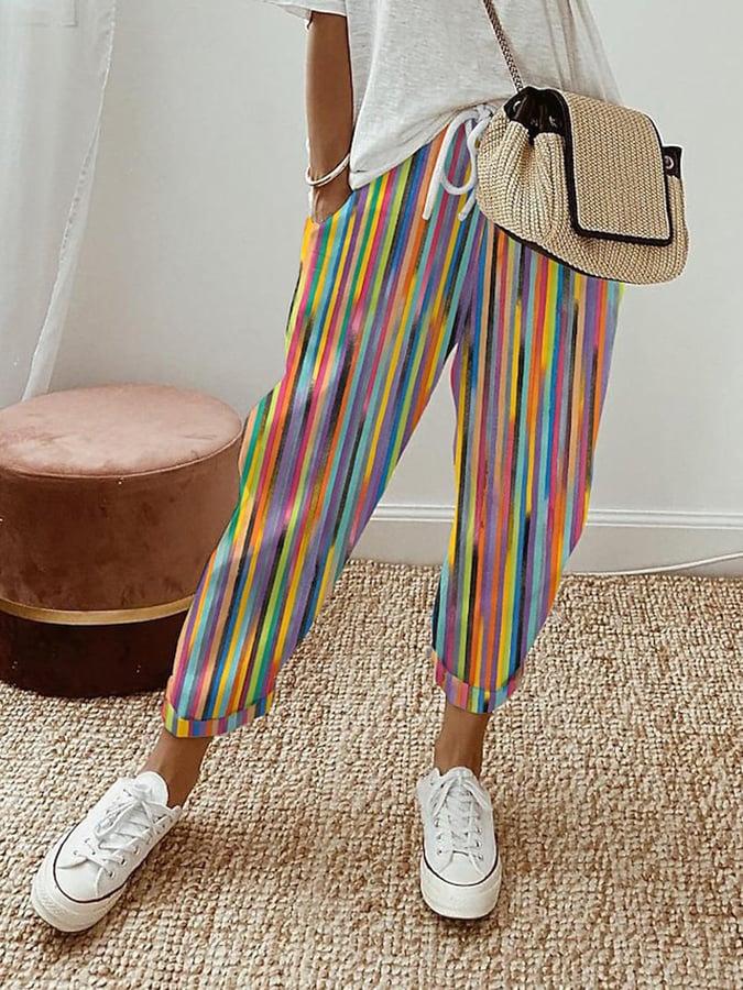 2025 Amazon's New Temperament Commuter 3D Digital Printing, Cotton and Linen Simple Crimped Casual Pants Can Be Printed