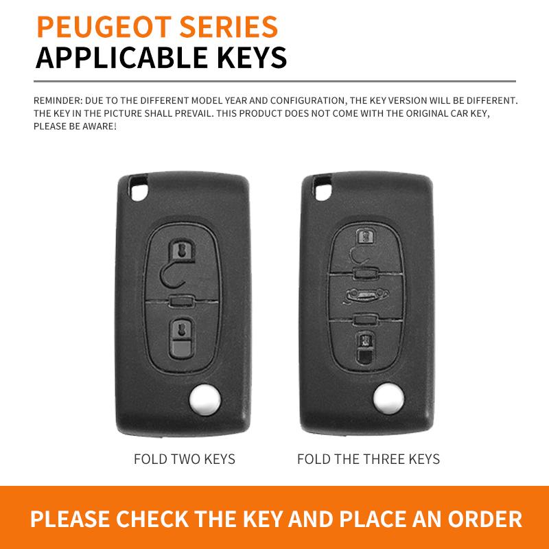 2026 Hete Auto Sticker Legering Leer Auto Flip Afstandsbediening Sleutelhoes Fob Cover Houder Shell voor Peugeot 207 307 308 407 607 807 Beschermer