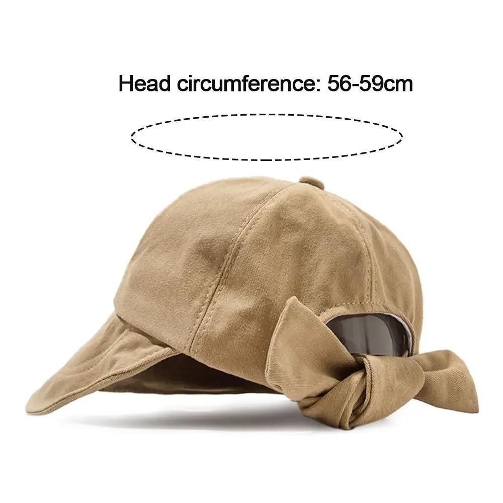 Spring Summer Big Wide Brim Sun Visor Hats Women Girl Sweet Bows Bucket Hat Soft Cotton Outdoor Travel Portable Baseball Cap