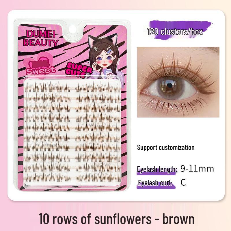 10-Row Autumn Leaf & Sunflower Faux Eyelashes - Flat, Glue-Free
