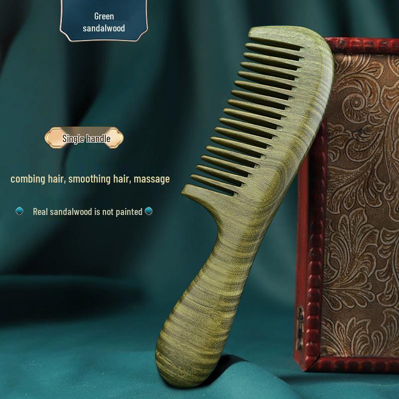 Natural Green Sandalwood Comb for Ladies - Long Hair & Meridian Massage