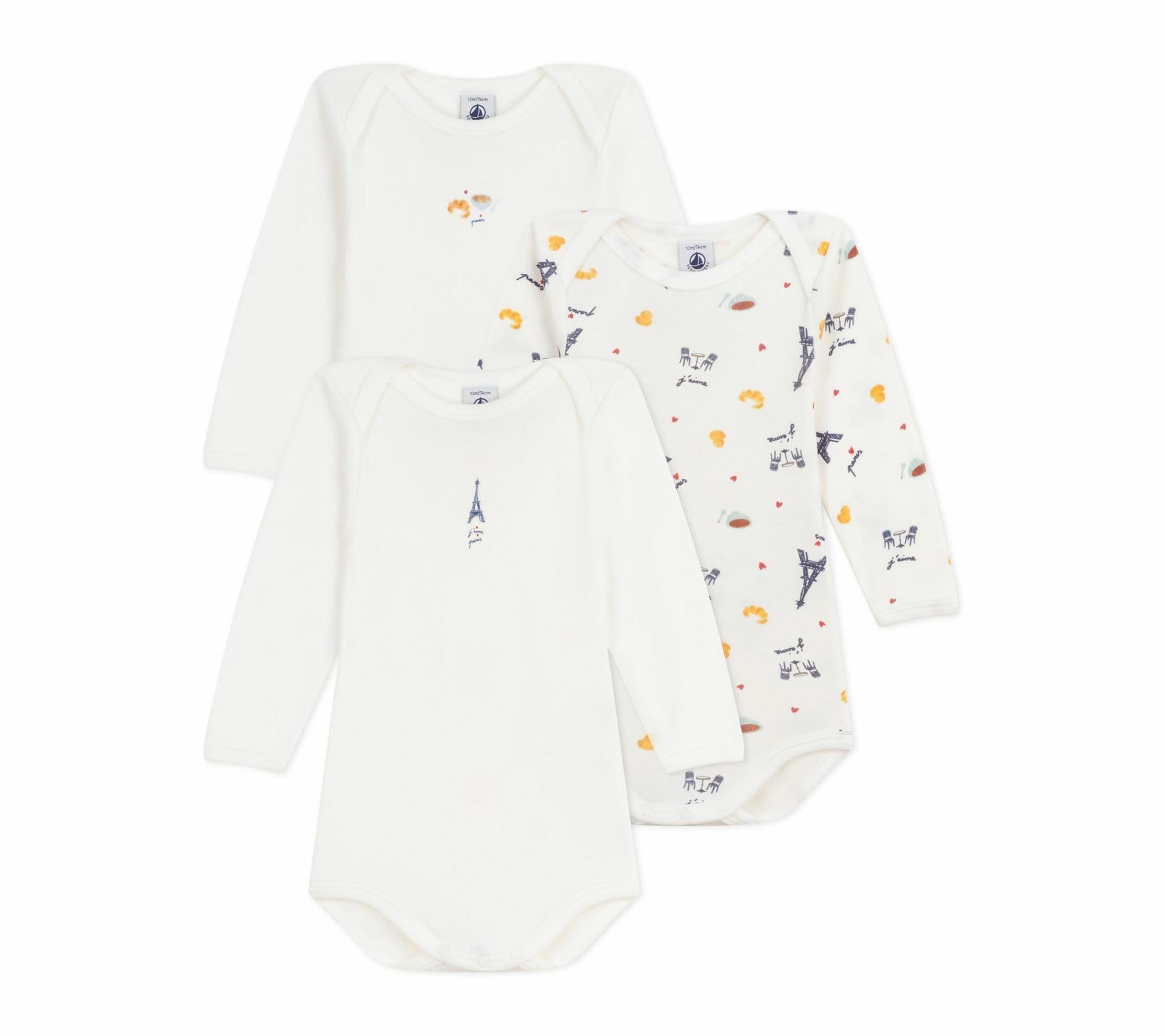 

Petit Bateau Long Sleeve Bodysuit Set A0EB0 Multicolor Size 24 86cm (3-Piece Set) 1, Months,