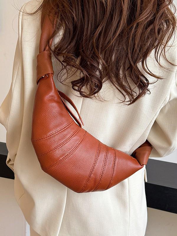 Women's Genuine Leather French Croissant Crossbody Bag – Versatile and High-End Design