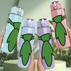 1PC Green Leaf Alien Head Pattern 750ml Color Plastic Sports Water Bottle Leakproof Flip Straw Lid Suitable for Sports Office Home Use