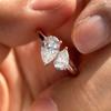 1.5cttw Double Pear Cut Moissanite Diamond Ring for Women Two Stone Toi Et Moi Wedding Bands 925 Silver Gold Plated Jewelry