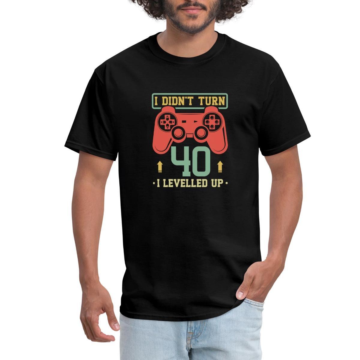 40 Level Up | Funny Gamer Birthday Men s T-Shirt XL