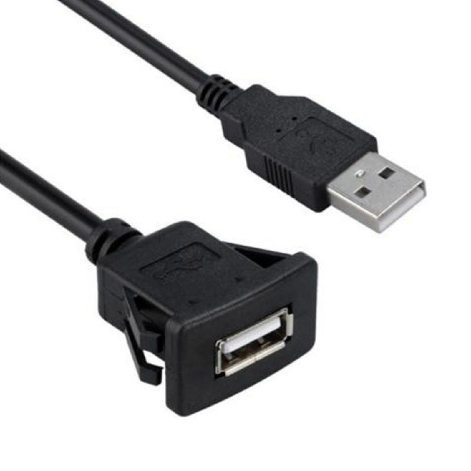 Flush Mount SUV Car Dashboard USB Port Audio Line Extention Cable Male to Female 1