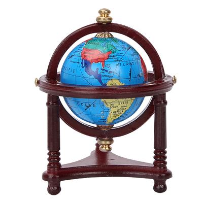 Decorazione per studio e soggiorno della casa delle bambole Mini globo girevole per bambola in scala 1/12 (Legno di rosa)
