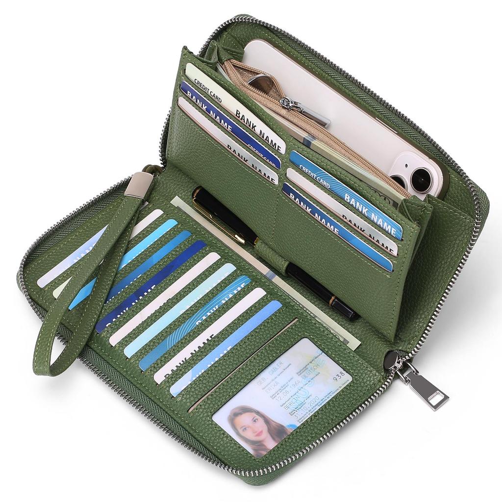 RFID-diebstahlsichere Damenbrieftasche aus PU-Leder, großes Fassungsvermögen, lang und elegant mit mehreren Kartenfächern.
