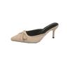 Fashion New Leopard Print Women High Heel Slipper Pointed Toe Thin Low Heel Sandal Ladies Mules Shoes Zapatos Mujer
