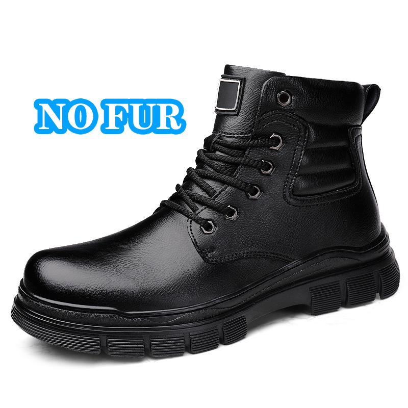 Luxury Brand Warm Platform Boots for Men Autumn Winter Cow Leather Men's High Top Shoes Fashion Male Ankle Boots Motocross Botas