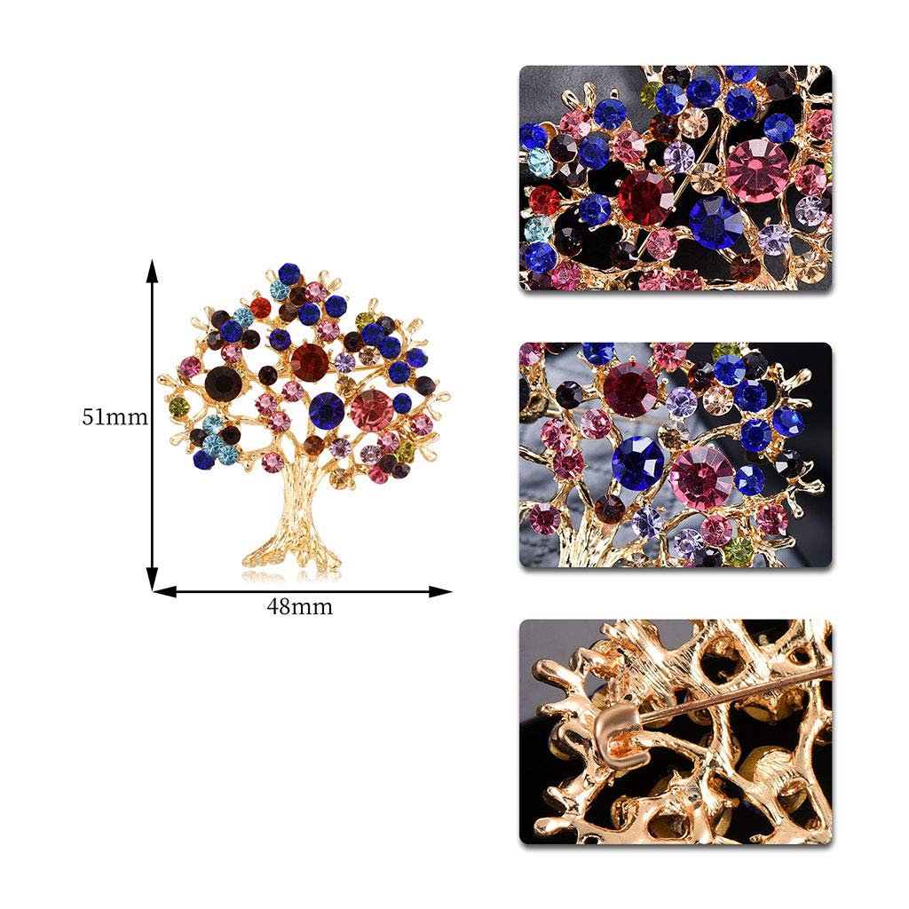 Comelyjewel Tree Rhinestone Banquet Suit Scarf Charm Jewelry Badge for Party Metal Brooch, Pin, Cosplay.,