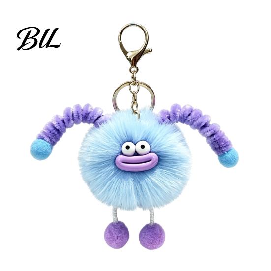 Sausage Mouth Ball with Spring Tentacle Creature Plush Keychain, Cartoon Fuzzy Keyring Pendant, Keychain Decorative for Handbags Purses Backpacks