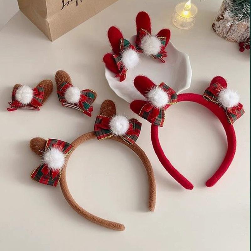 Christmas Headbands for Women Kids Xmas Hair Clip Side Clips Bangs Clips Cute Reindeer Headband Hair Accessories Party Favors