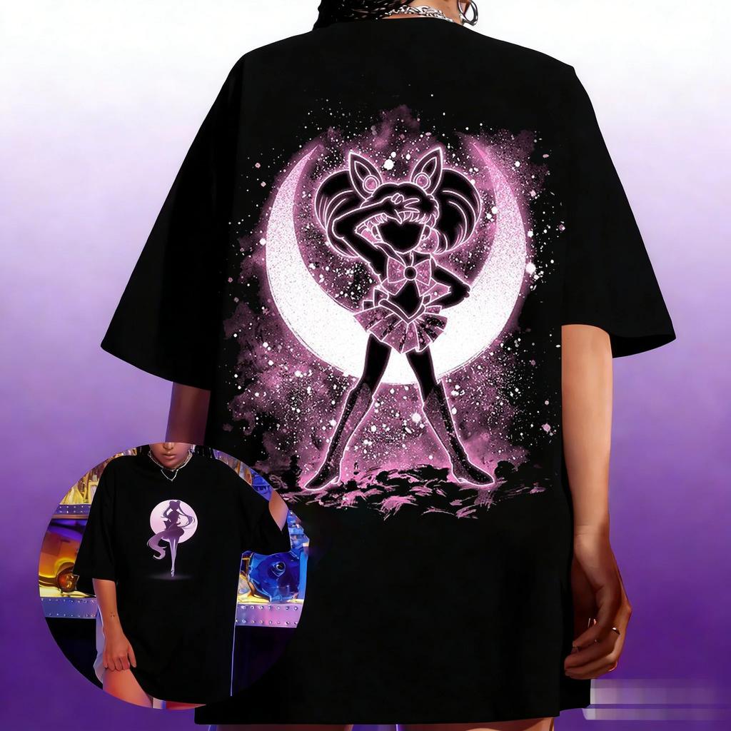 Anime Sailor Moon Womens Harajuku Summer Tshirt 2026 New Oversized Retro Streetwear Casual Loose Unisex Short Sleeve Unisex Tops