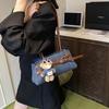 Niche Denim Bag Women's New Contrasting Color Versatile Shoulder Underarm Bag Commuter Portable Baguette Bag