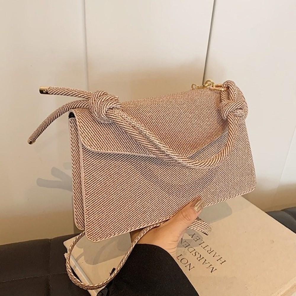 Lightweight Knotted Rope Detail Handbag Stylish Square Crossbody Purse Daily Use