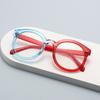 New anti-blue glasses frame novelty large frame round red and blue contrasting color frame flat mirror female European and American style