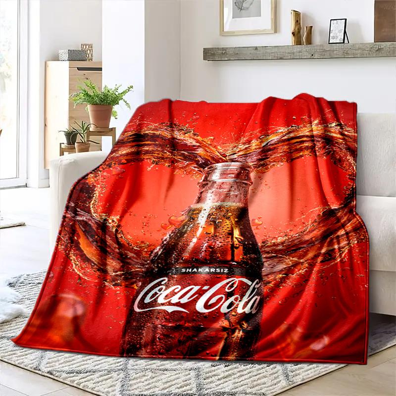 Christmas Gift Halloween Themed Cola Beverage Coca Cola Blanket Soft Home Furnishing Nap Decoration Four Seasons Warm Sherpa Blanket U24