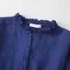 2025 Early Autumn Women's High-End Cotton Linen Ruffle Collar Mid-Length Dress - Light Luxury & Slimming Fit