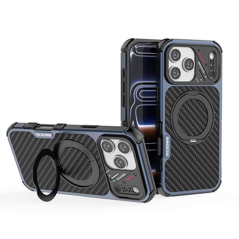 Applicable To IPhone17Promax Mobile Phone Case, Carbon Fiber Magnetic Suction All-inclusive Anti-drop 17Pro IPhone Case.
